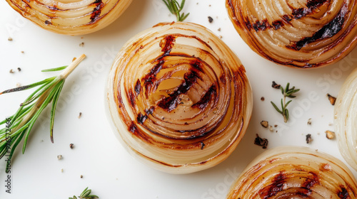 Wallpaper Mural delicious caramelized onion with parsley on a white plate macro. horizontal Torontodigital.ca