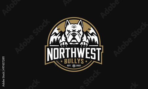 Bold bulldog mascot logo for Northwest Bullies breeders