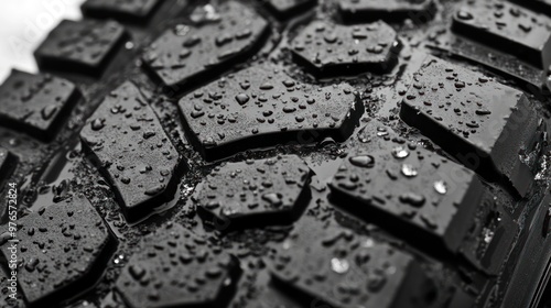 Close-up of a Wet Tire Tread