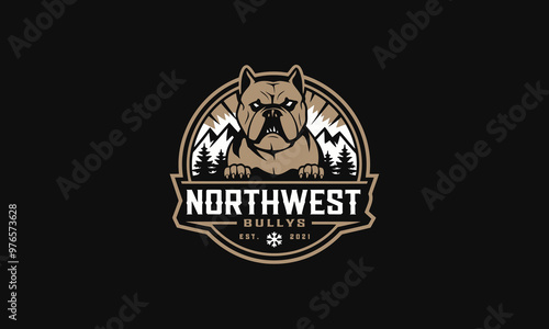 Bold bulldog mascot logo for Northwest Bullies breeders