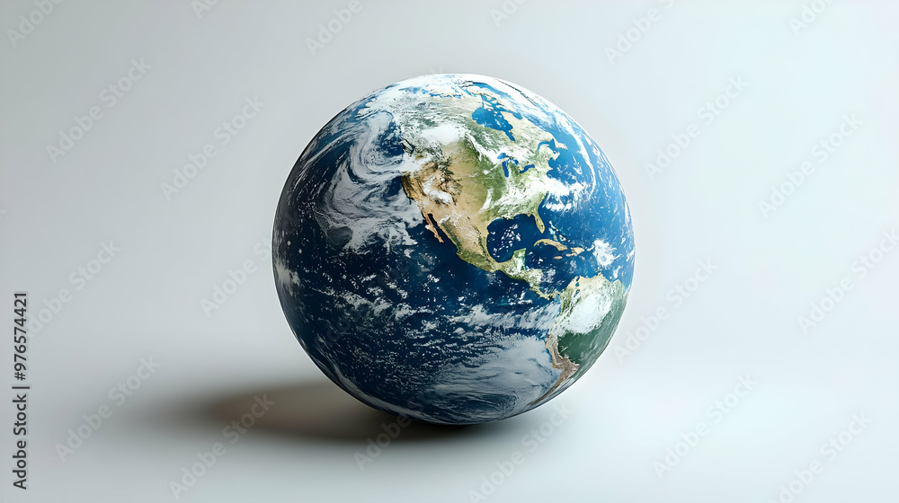 Realistic Earth 3D Render on White Background Realistic Earth 3D Render on White Background