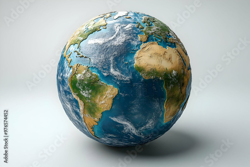 3D Earth Globe Render: Detailed Continents and Oceans