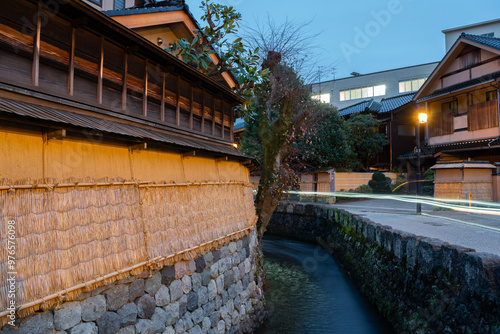 Obraz na płótnie Night of Nagamachi District traditional houses alley in Kanazawa, Ishikawa, Japan w salonie