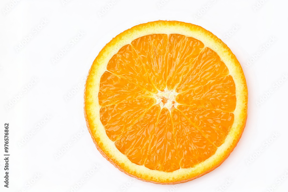 Orange fruit slice isolated on white background. Top view. Flat lay. Orange fruit slice isolated on white background. Top view. Flat lay.