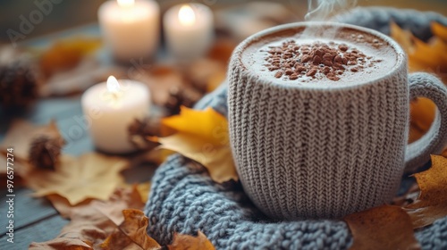 Cozy Autumn Vibes - Warm Sweater, Hot Chocolate, Fallen Leaves, Candles | Nikon D750 85mm f/1.8 Lens