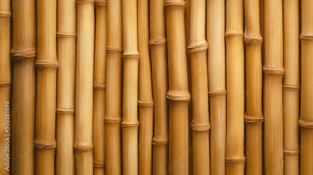 Fototapeta premium Natural Bamboo Texture Background Closeup Of Brown Bamboo Sticks