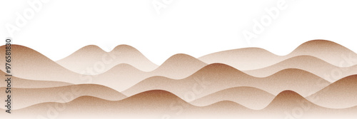 Hills landscape, noisy stippled grainy texture, halftone dots, banner