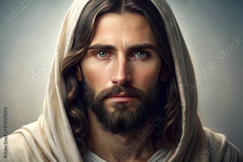 The Gaze of Hope: A portrait of Jesus Christ, emanating peace and compassion
