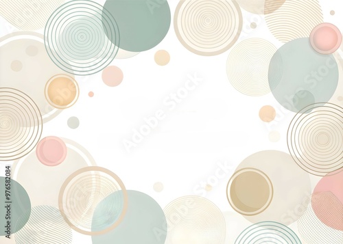 Abstract Circle Frame: A delicate and airy frame crafted from abstract circles in soft pastel hues, perfect for showcasing your message or design. The minimalist aesthetic and soft colors create a sen