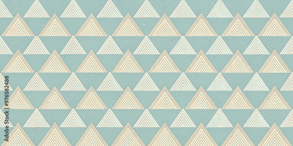 Geometric Pattern: A seamless pattern featuring an array of geometric shapes, featuring overlapping triangles in a beige and teal color scheme, giving it a timeless and sophisticated look. The design Geometric Pattern: A seamless pattern featuring an array of geometric shapes, featuring overlapping triangles in a beige and teal color scheme, giving it a timeless and sophisticated look. The design