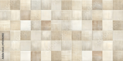 Wallpaper Mural Rustic Beige Tile Pattern: A seamless, high-resolution image of a beige tile pattern, showcasing a rustic woodgrain texture. Perfect for interior design, architectural visualization, and commercial pr Torontodigital.ca