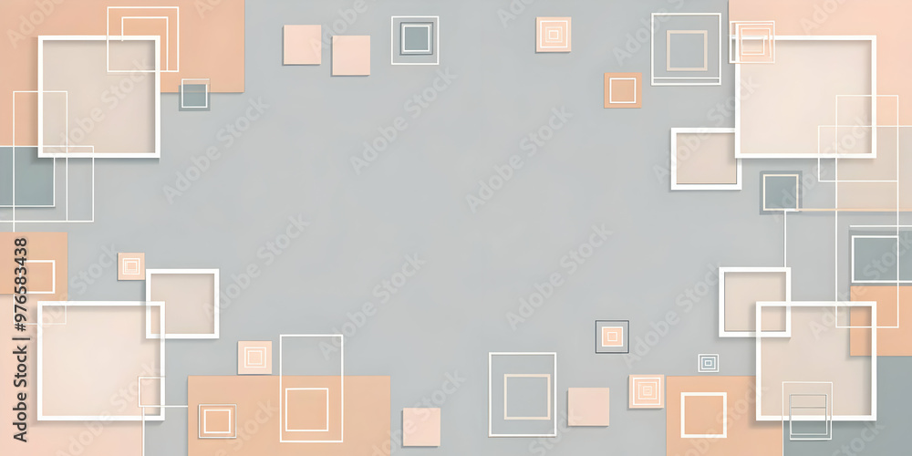 Abstract Geometric Frame: A minimalist and modern design featuring a symmetrical arrangement of geometric shapes in soft pastel colors. Perfect for adding a touch of sophistication to your projects. 