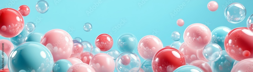 Abstract Colorful Bubbles on Blue Background Abstract Colorful Bubbles on Blue Background