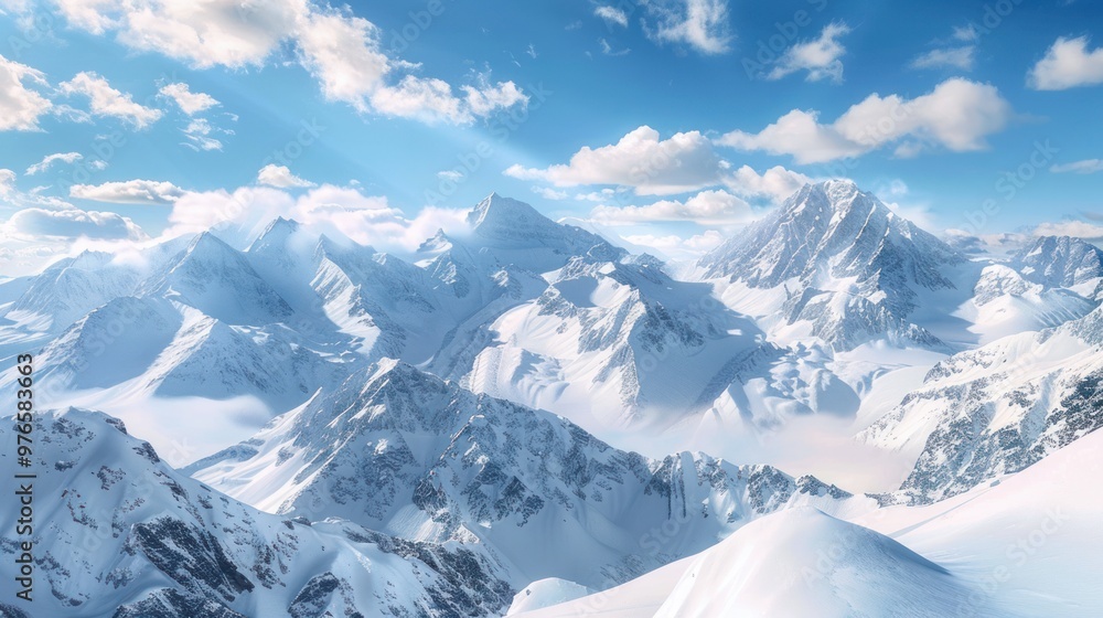 Fototapeta premium A majestic view of snow-covered mountain peaks in the winter