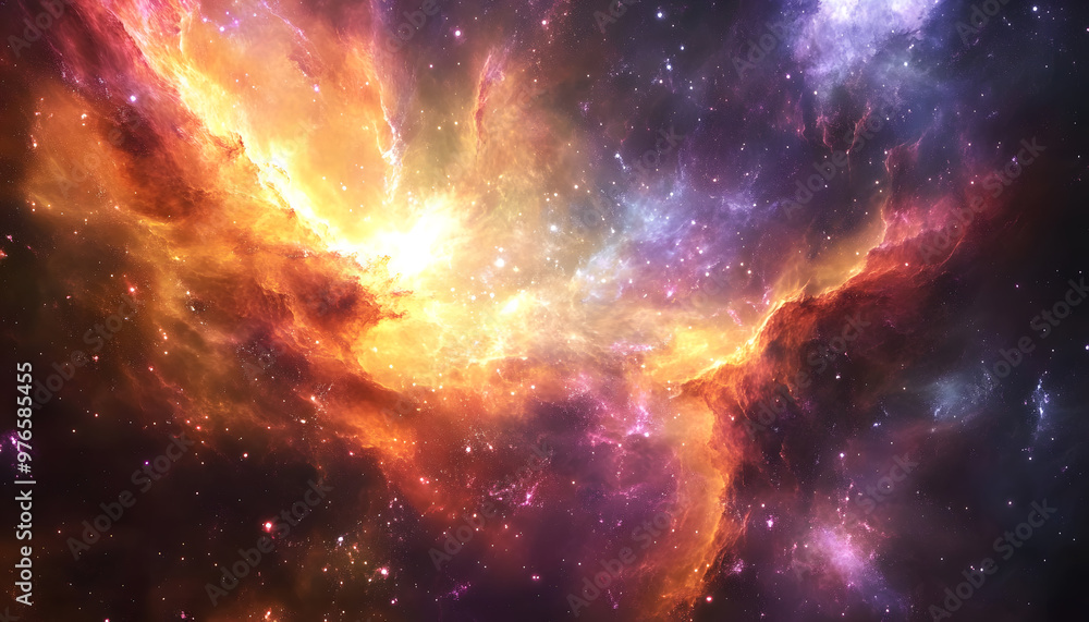 Obraz premium A vibrant, colorful galaxy with swirling stars and nebulae, evoking a sense of cosmic wonder.