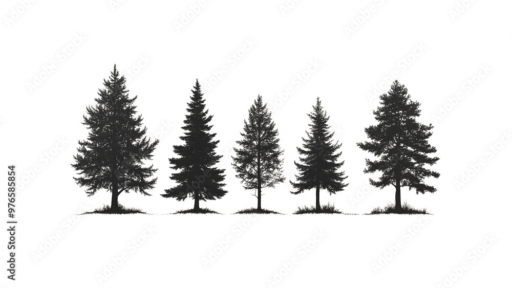 set of trees tranparant set of trees tranparant