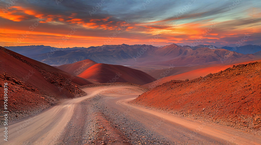 Fototapeta premium Sunset over the mountains.