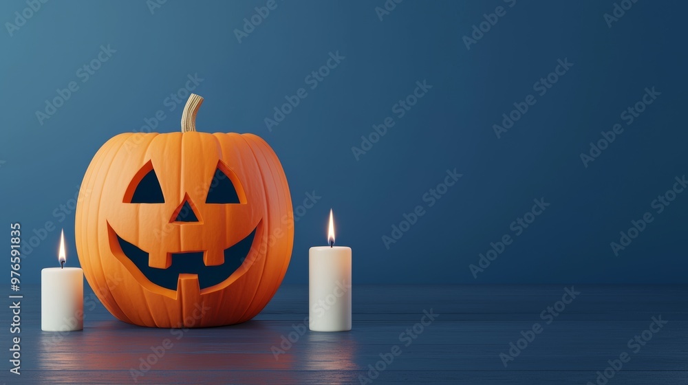Halloween pumpkin with candles on a dark background, creating a spooky and festive atmosphere. Halloween pumpkin with candles on a dark background, creating a spooky and festive atmosphere.