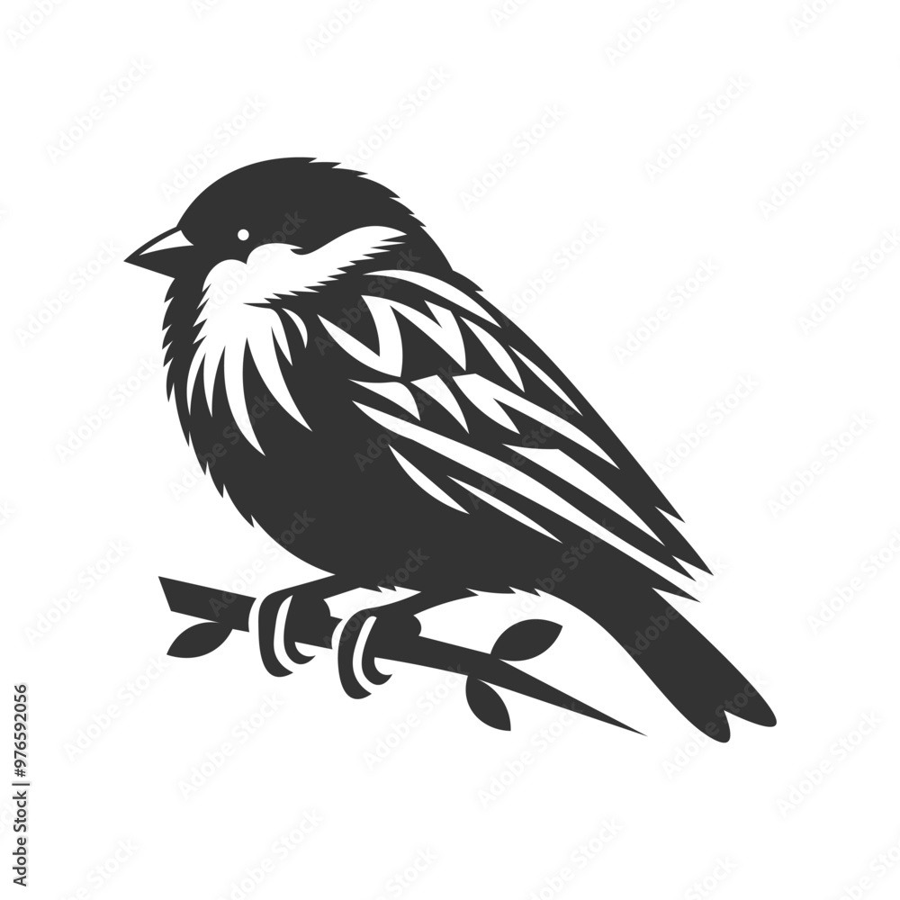 Naklejka premium Black Sparrow Silhouette, vector artwork. Perfect for adding a touch of nature to creative projects.