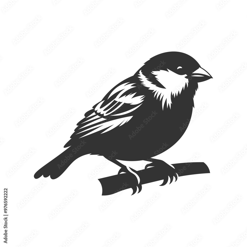 Fototapeta premium Black Sparrow Silhouette, vector artwork. Perfect for adding a touch of nature to creative projects.