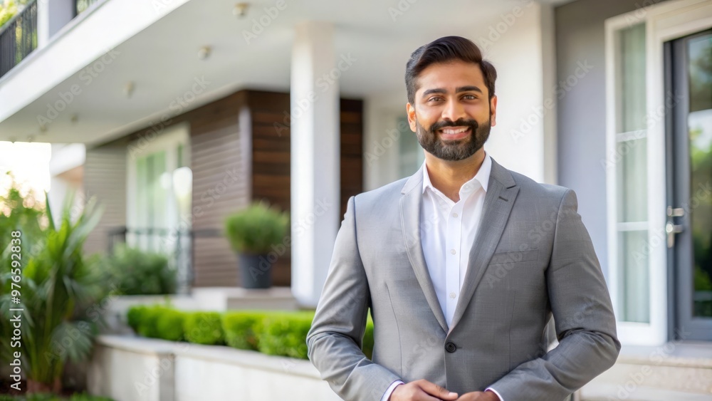 Indian Smiling Real Estate Agent Outside Luxury Property
Indian Smiling Real Estate Agent Outside Luxury Property