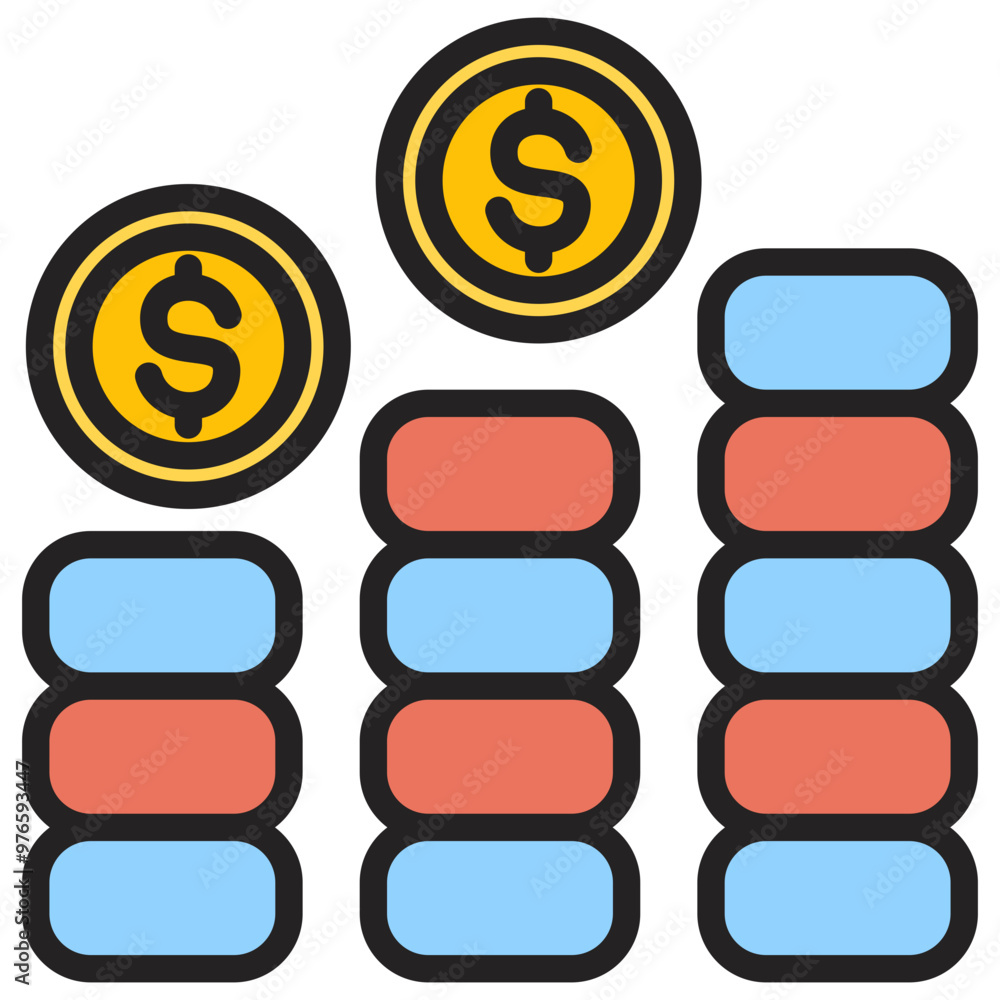 Revenue icon with line color style Revenue icon with line color style