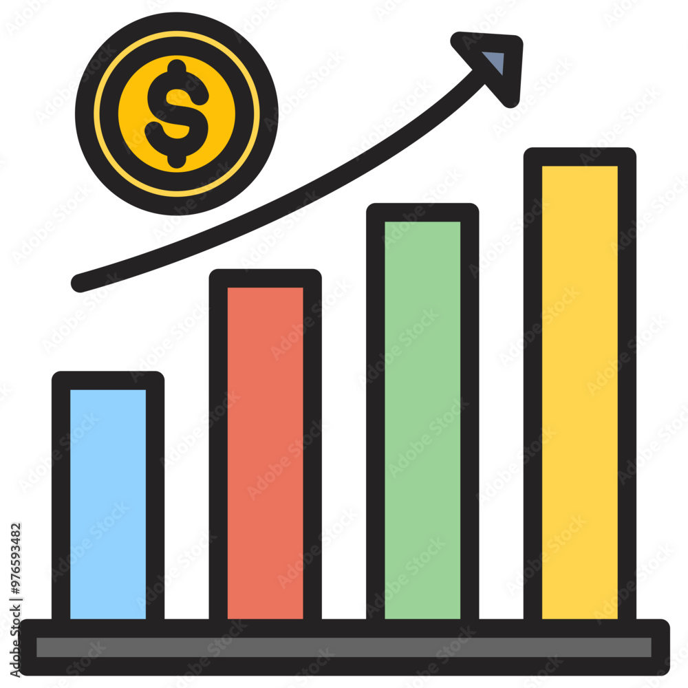 Investment icon with line color style Investment icon with line color style