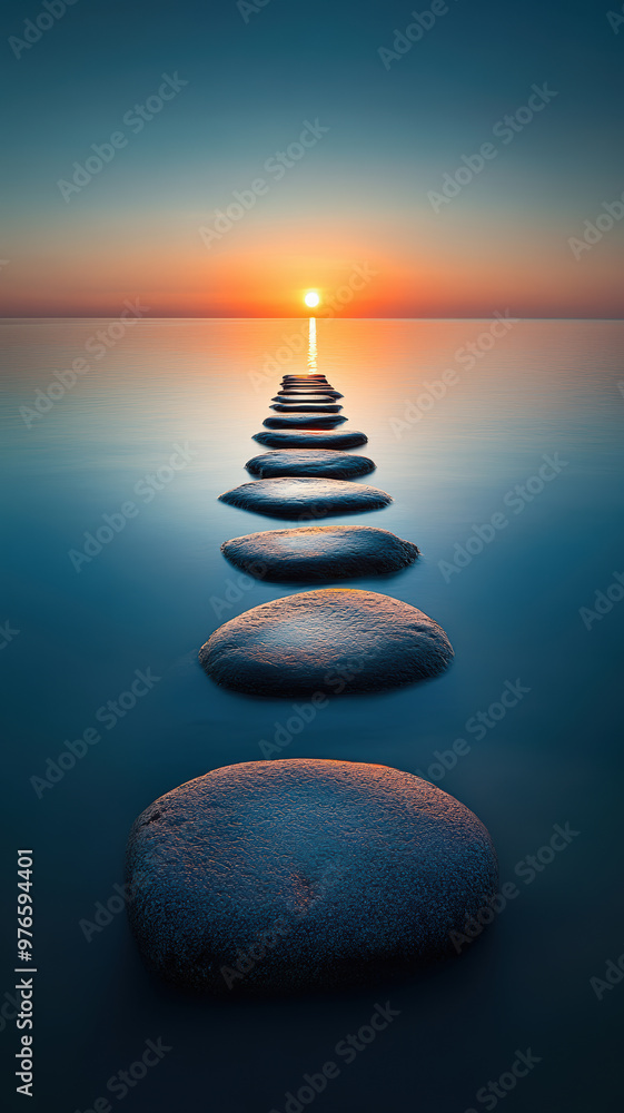 Obraz premium Endless Sea and Stone Path at Dawn