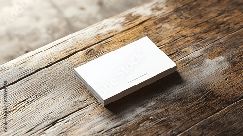 Business card mockup wooden table elegant 