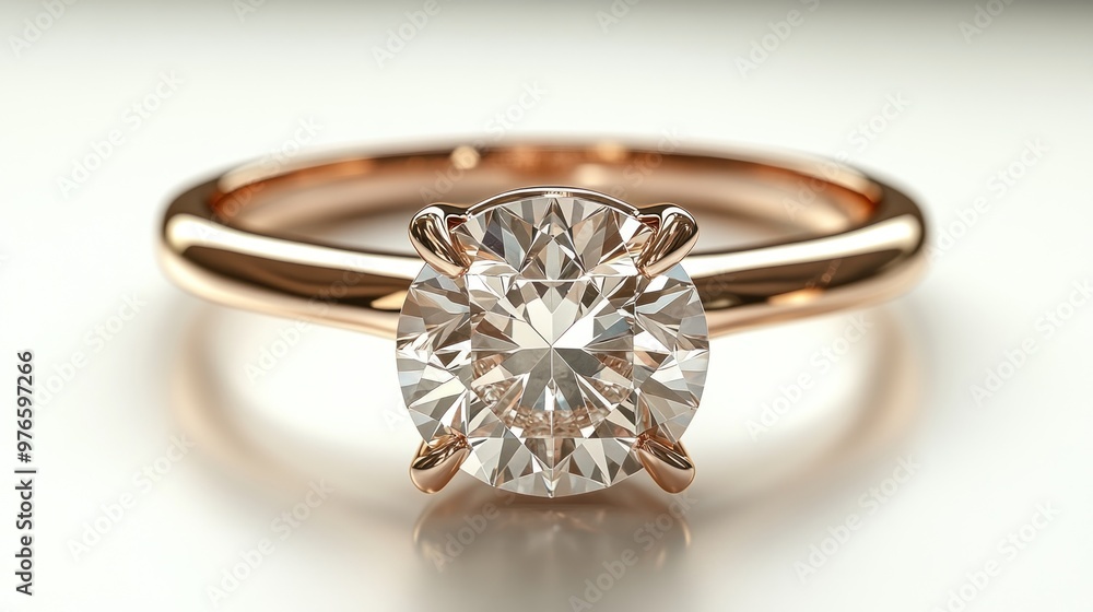 A sparkling diamond engagement ring set in rose gold. A sparkling diamond engagement ring set in rose gold.