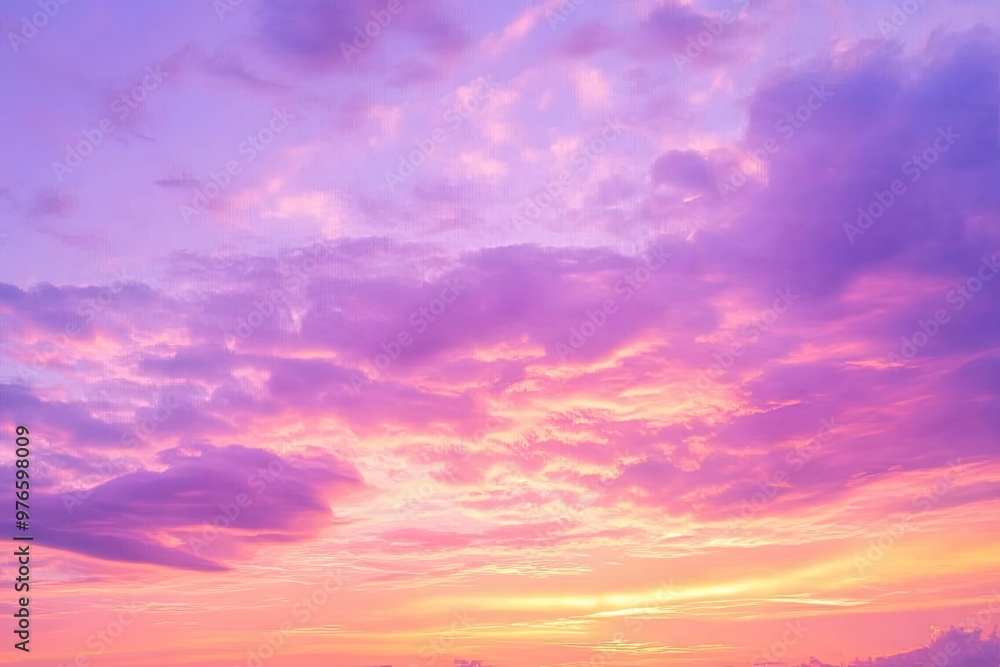 sunset cloudscape Panoramic with rich purple and pink tones blending into orange at horizon, tranquil evening sky view, natural dusk setting, soft wispy cloud formation, twilight backdrop, ai sunset cloudscape Panoramic with rich purple and pink tones blending into orange at horizon, tranquil evening sky view, natural dusk setting, soft wispy cloud formation, twilight backdrop, ai
