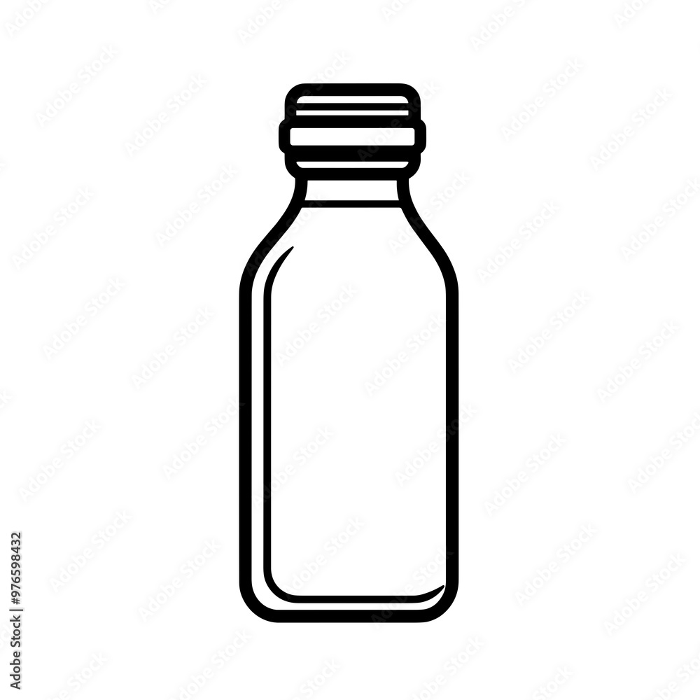 A minimalist outline of a bottle showcasing a classic design, suitable for representing a variety of beverages, highlighting function and simplicity A minimalist outline of a bottle showcasing a classic design, suitable for representing a variety of beverages, highlighting function and simplicity
