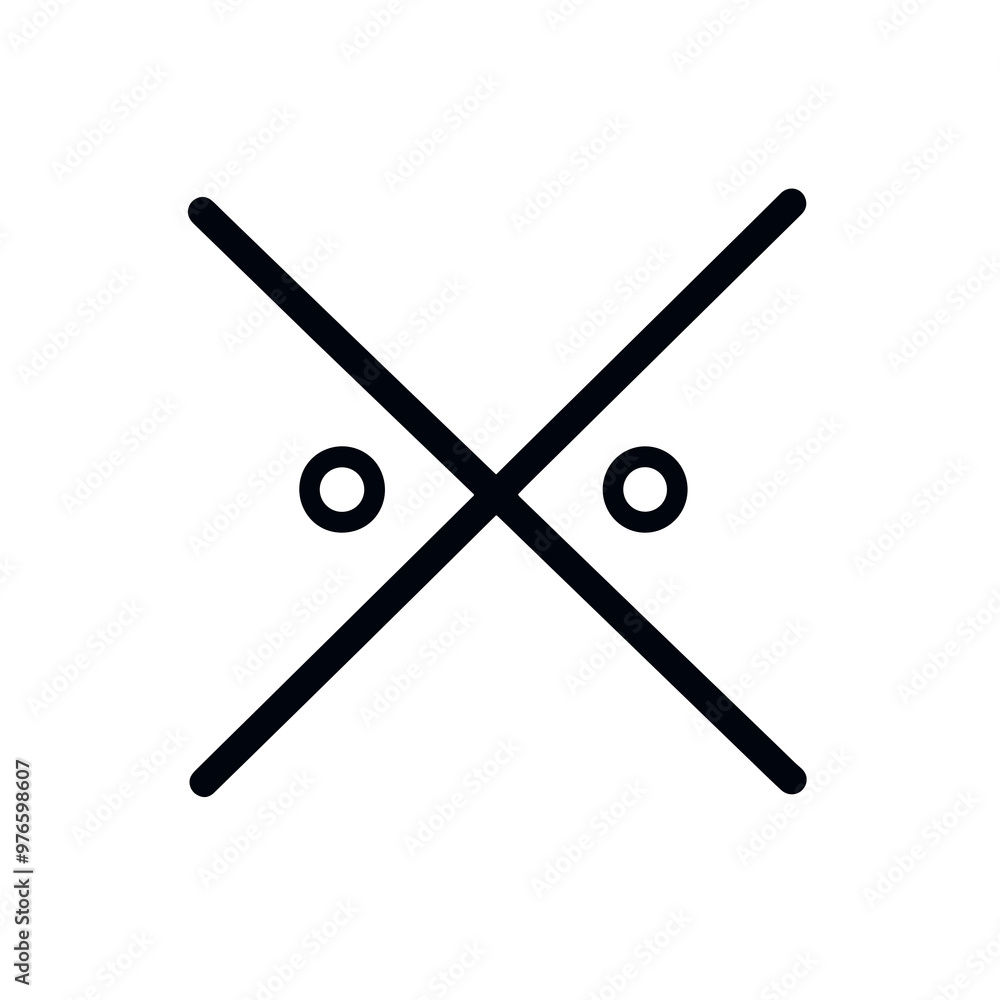 The artwork displays a minimalist black icon with diagonal lines crossing at the center, framed by two circles, suggesting a modern artistic expression