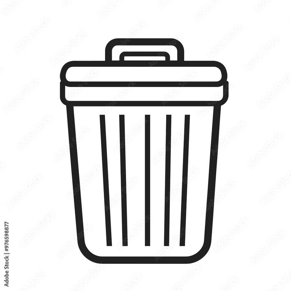 This graphic features a basic trash bin icon, highlighting a straightforward design that symbolizes waste disposal and recycling awareness in various contexts This graphic features a basic trash bin icon, highlighting a straightforward design that symbolizes waste disposal and recycling awareness in various contexts
