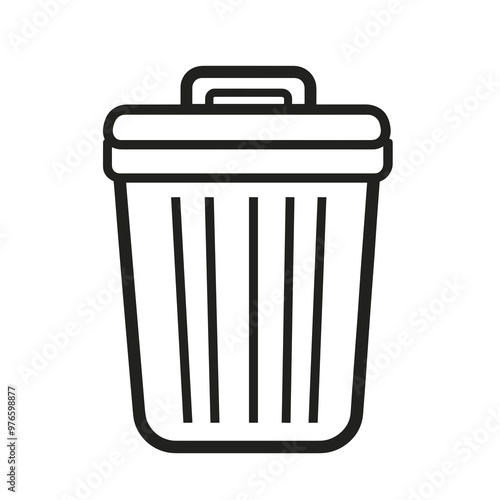 This graphic features a basic trash bin icon, highlighting a straightforward design that symbolizes waste disposal and recycling awareness in various contexts