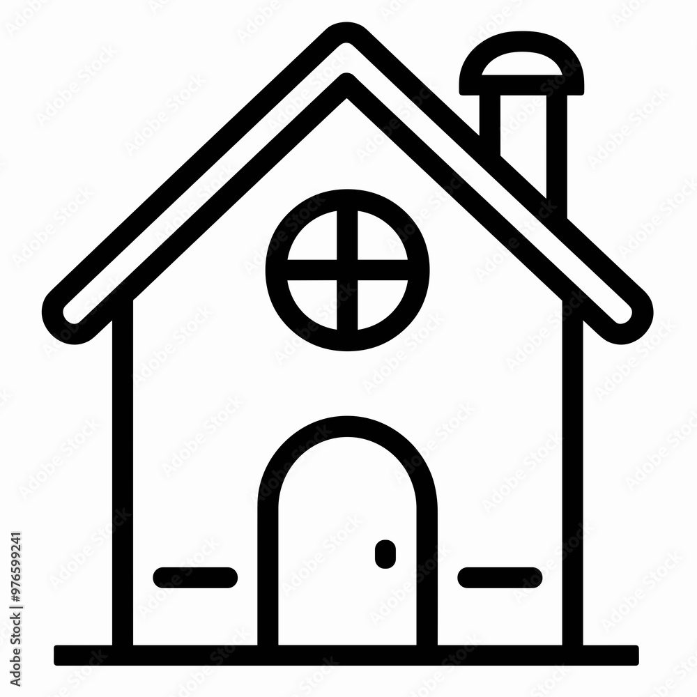 A minimalist representation of a house, featuring a prominent door, window, and chimney, ideal for use in real estate or home-related projects A minimalist representation of a house, featuring a prominent door, window, and chimney, ideal for use in real estate or home-related projects