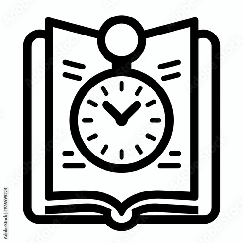 An open book features a clock at its center, highlighting the importance of time management in education and work. This visual reflects learning and organization