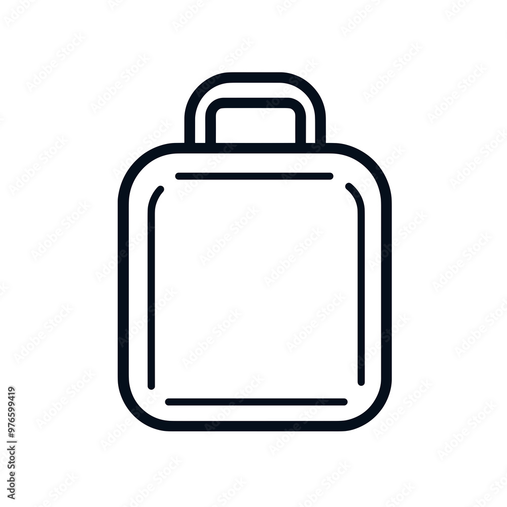 Black outline suitcase icon symbolizes travel, showcasing a minimalist design perfect for icons, apps, and travel-related materials Black outline suitcase icon symbolizes travel, showcasing a minimalist design perfect for icons, apps, and travel-related materials