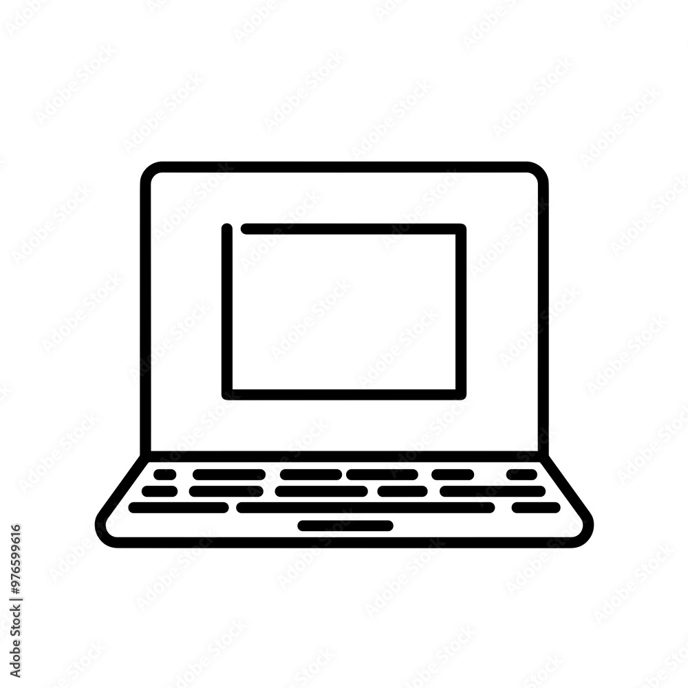 A sleek outline of a laptop symbolizes modern technology and digital workspaces, offering a simple yet effective representation of online tools and connectivity A sleek outline of a laptop symbolizes modern technology and digital workspaces, offering a simple yet effective representation of online tools and connectivity