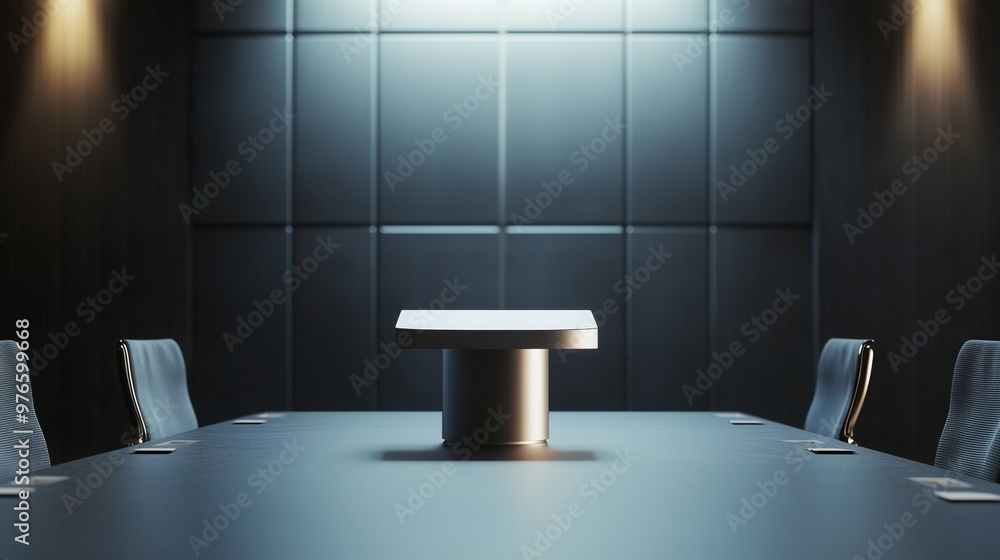 Modern conference room with a sleek table and chairs, ideal for business meetings and professional discussions. Modern conference room with a sleek table and chairs, ideal for business meetings and professional discussions.