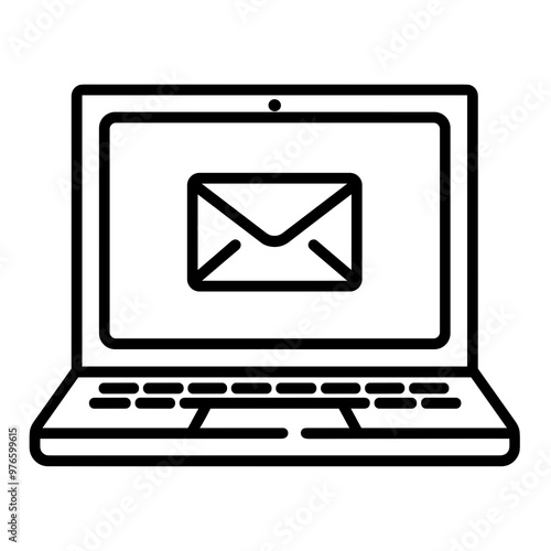 A laptop sits open, showcasing an email envelope graphic on its screen, symbolizing the importance of digital communication in today’s world