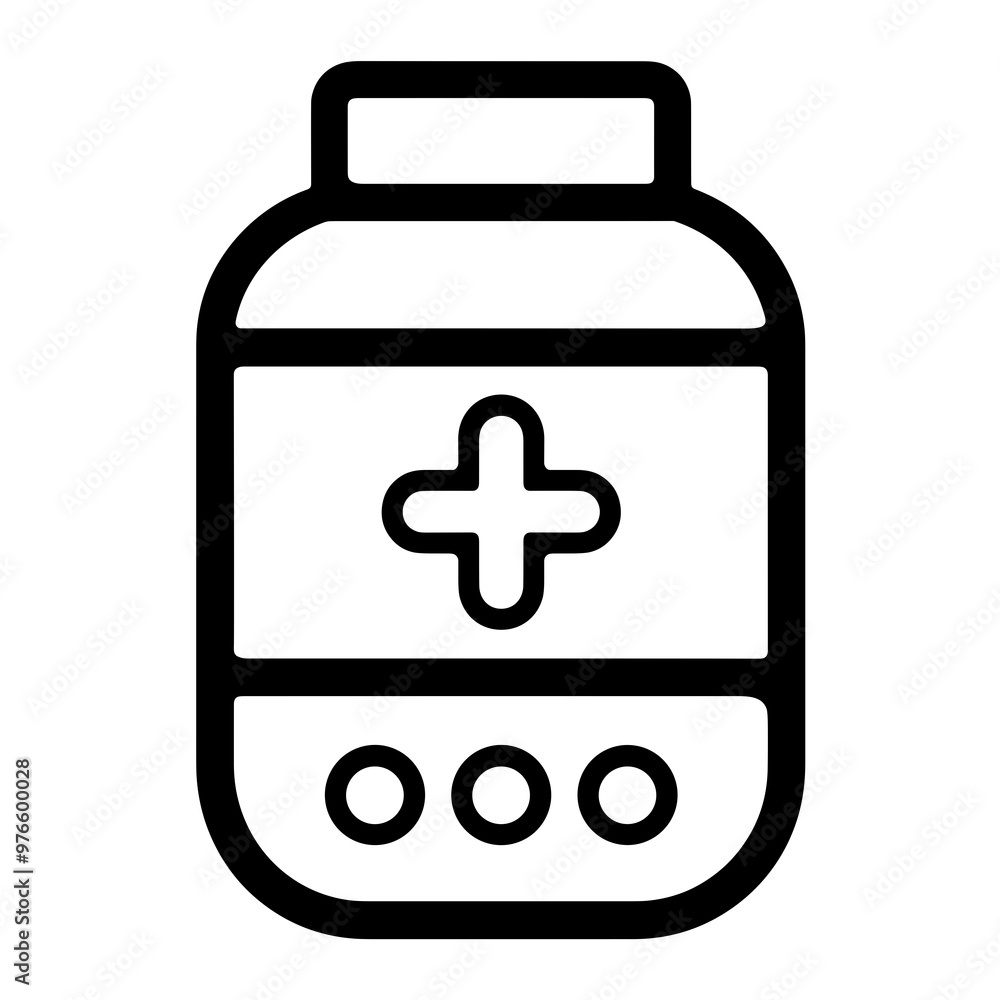Obraz premium This illustration features a minimalist medicine jar icon designed with a health symbol, perfect for health-related topics and wellness applications