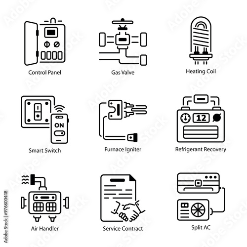 Pack of HVAC Outline Style Icons

