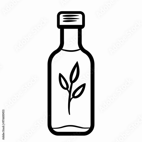 A minimalist glass bottle featuring a leaf motif, symbolizing natural ingredients and a sustainable lifestyle for eco-conscious individuals