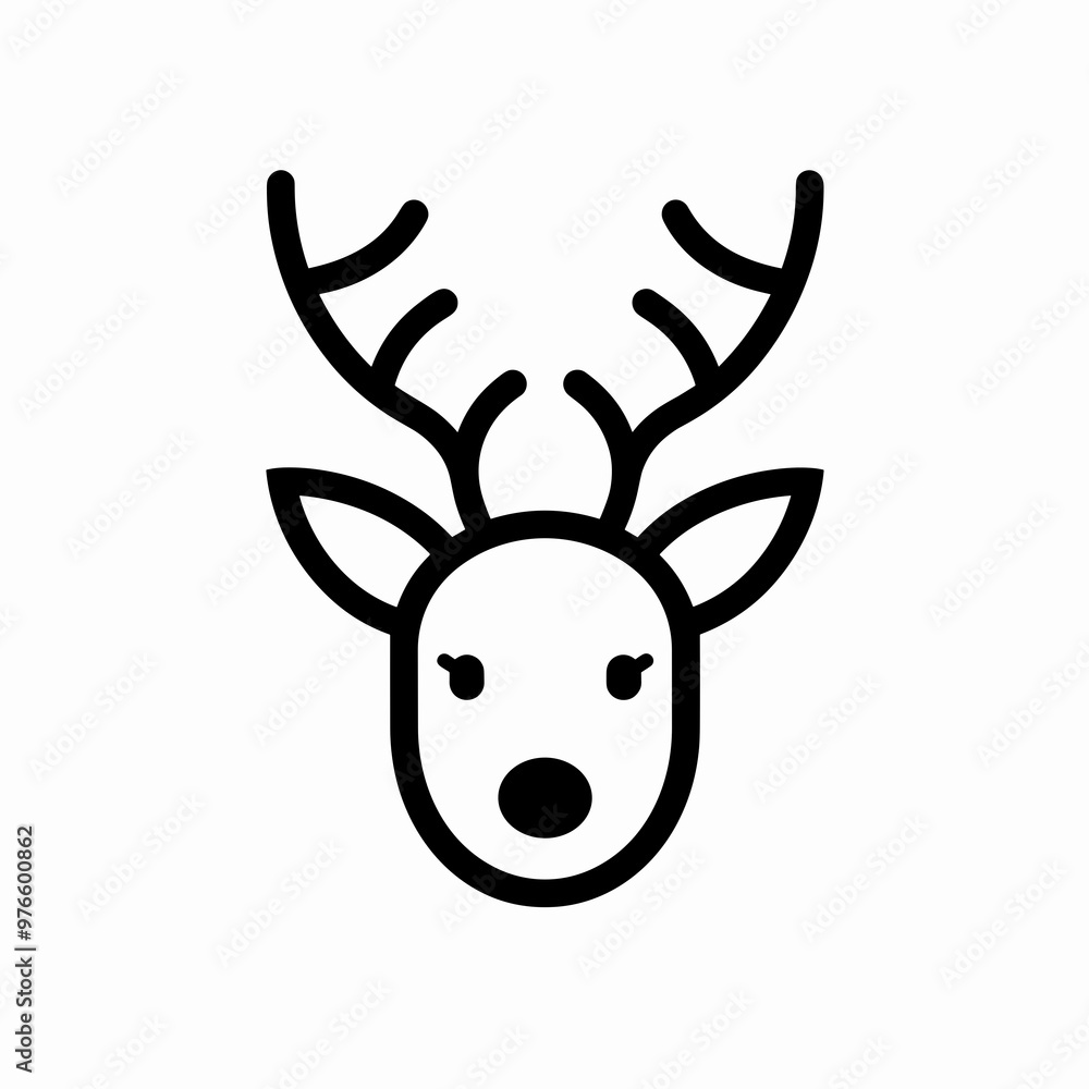 This reindeer head icon features a minimalist design with distinct antlers, perfect for winter-themed projects or holiday graphics This reindeer head icon features a minimalist design with distinct antlers, perfect for winter-themed projects or holiday graphics