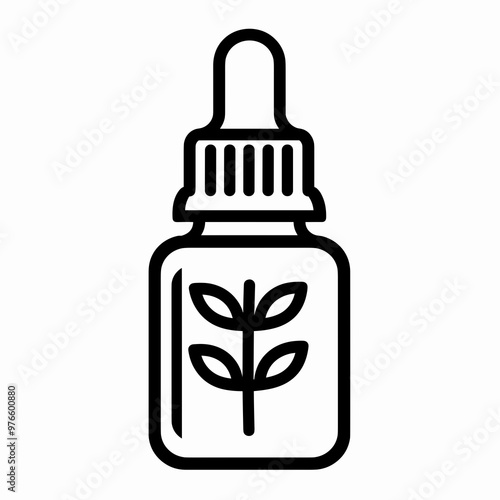 An elegant dropper bottle with a detailed plant design, representing herbal remedies and natural wellness. Perfect for eco-friendly product usage