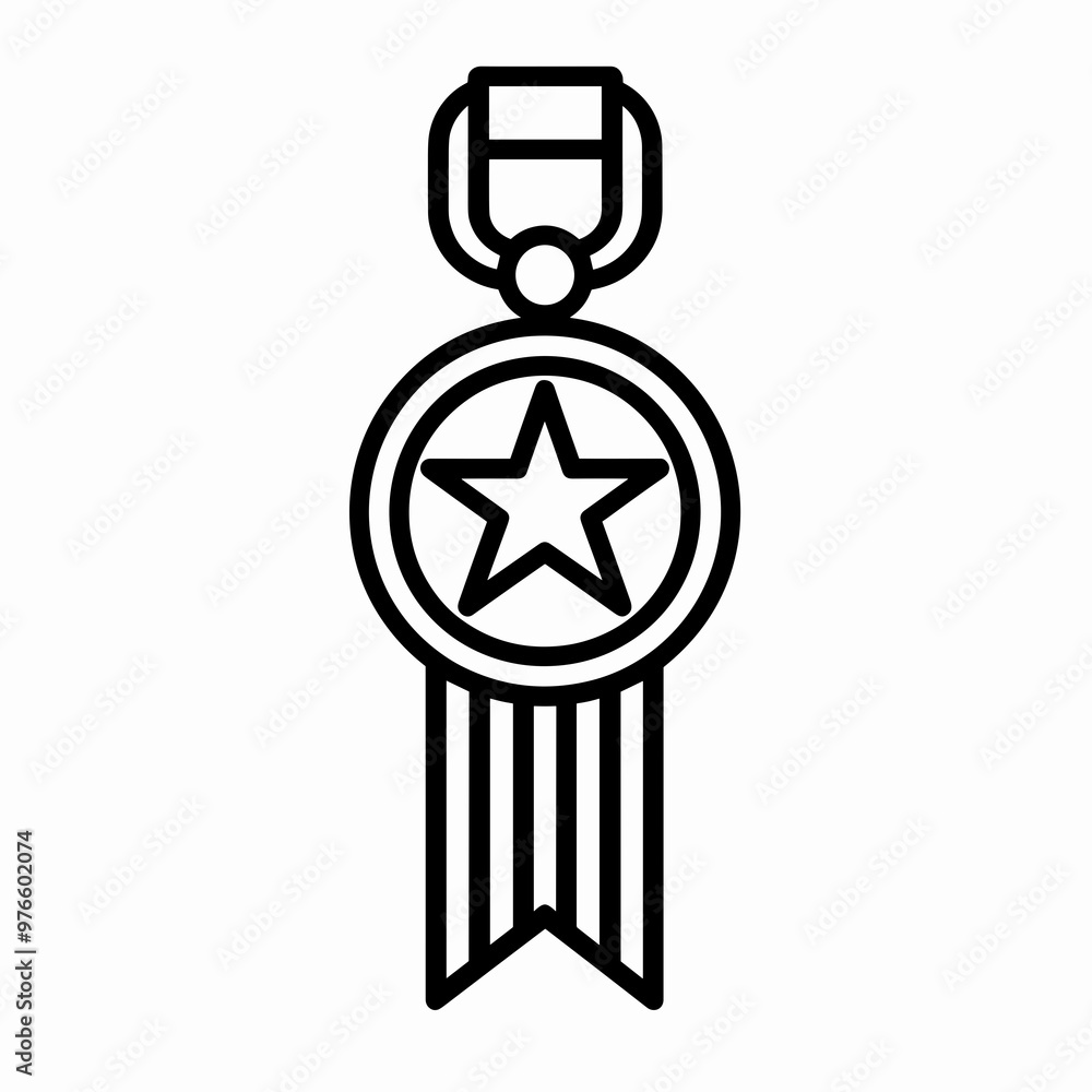 This icon displays a black and white medal adorned with a prominent star, representing success and accomplishment in various competitions or activities