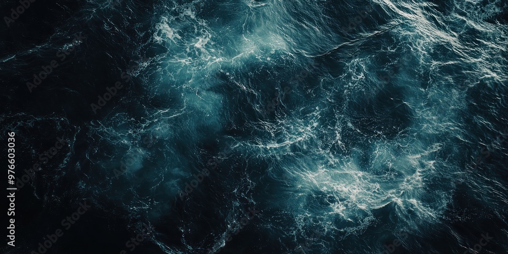Top view of dark blue ocean wave surface, swirling, abstract. Top view of dark blue ocean wave surface, swirling, abstract.