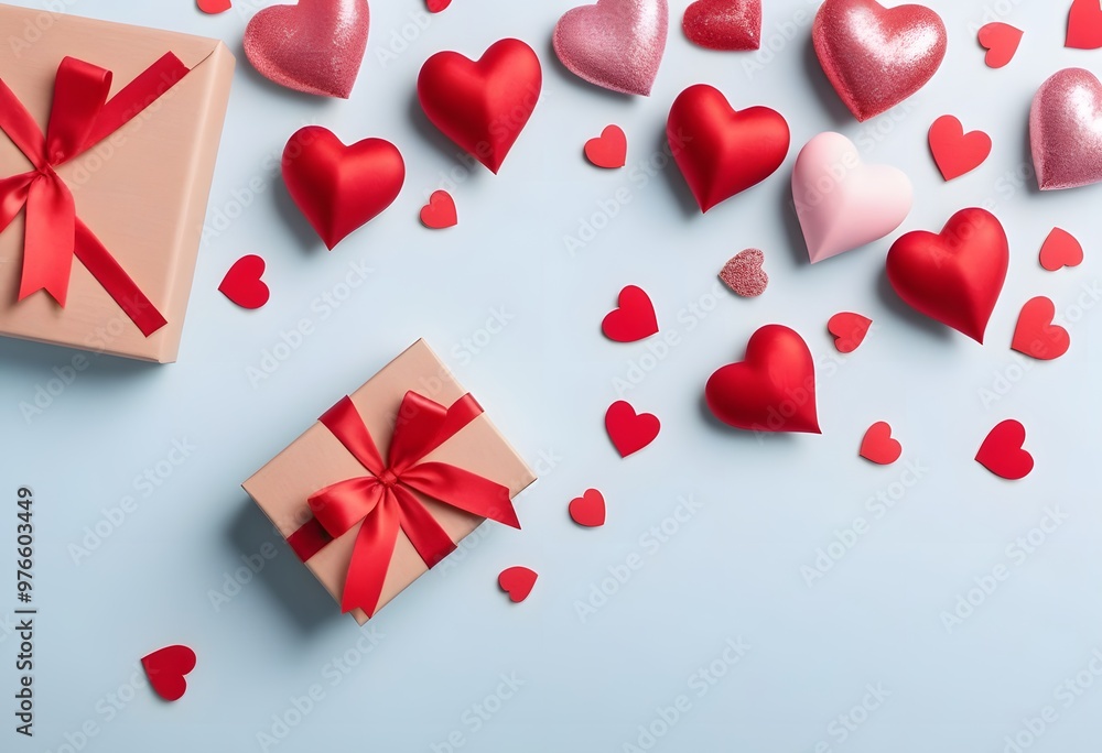 Gift boxes, hearts and string on pink background. Valentine's Day celebration Gift boxes, hearts and string on pink background. Valentine's Day celebration