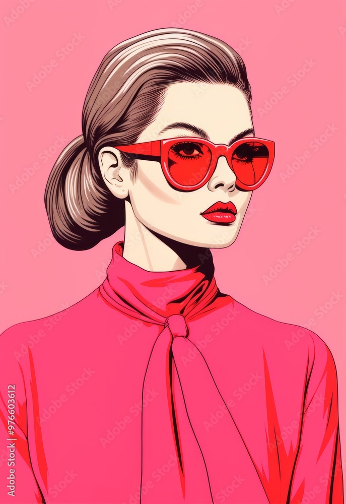 Minimalist Fashion Illustration, Digital Art, design, woman, style, pink and red, retro, vintage, sunglasses, jacket, shirt, paris fashion, simple, muted colours Minimalist Fashion Illustration, Digital Art, design, woman, style, pink and red, retro, vintage, sunglasses, jacket, shirt, paris fashion, simple, muted colours